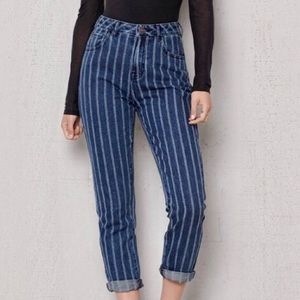 Topshop Petite Pinstripe Mom Jeans